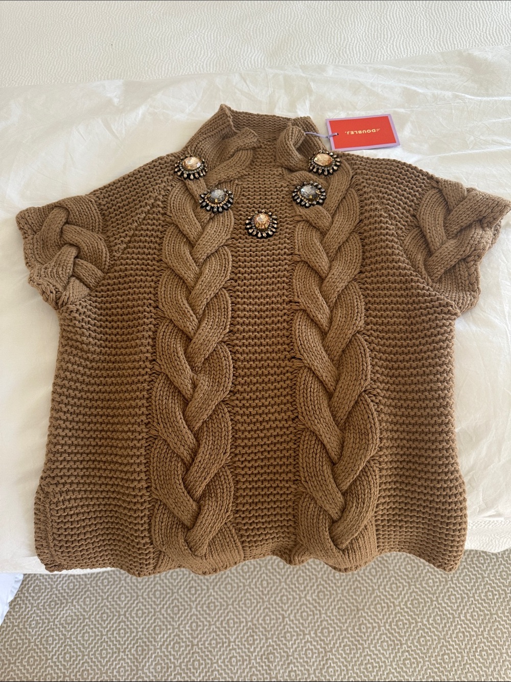 La Double J Cable Knit Short Sleeve Sweater